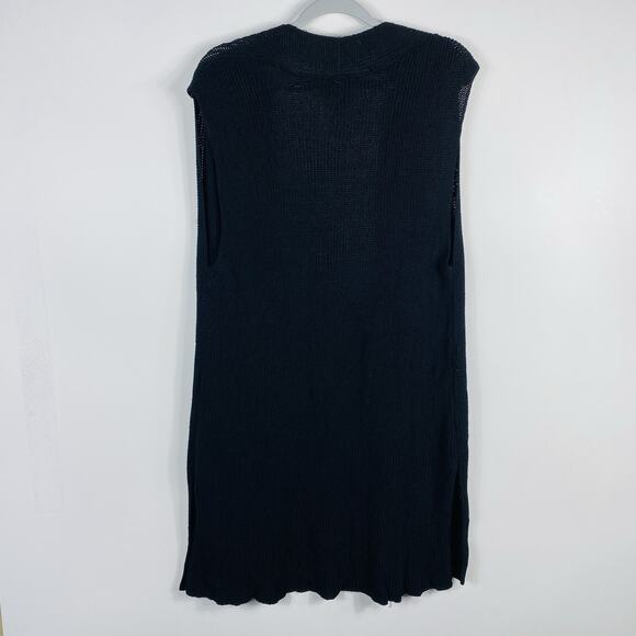 Chico's Size Large 12 2 Knit Sleeveless Open Cardigan Sweater Vest Black - Picture 2 of 3